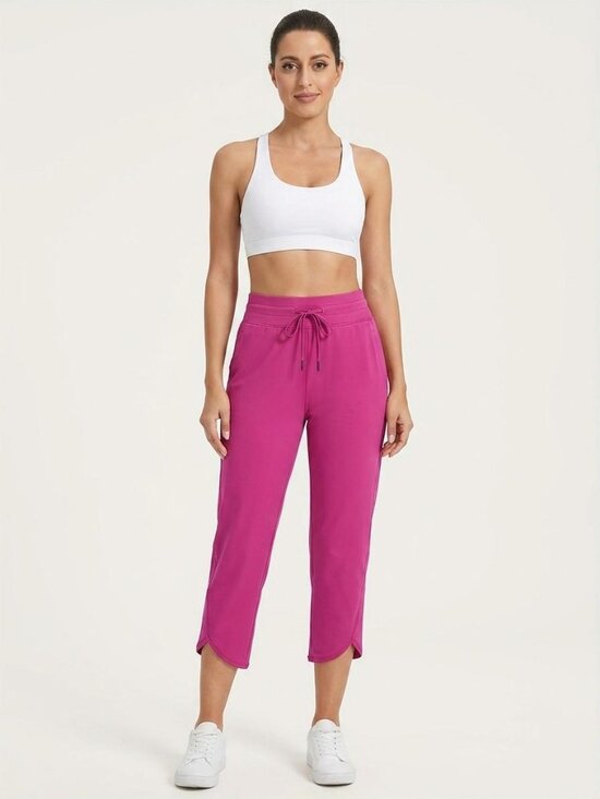 HALARA Pants - Halara Small Pink High Waisted Tulip Hem Capri Pants Drawstring (NWT)